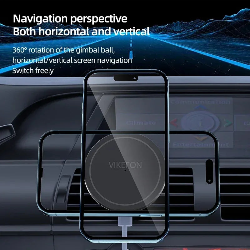 Magnetic Wireless Charger Air Vent in Car for Macsafe iPhone 12 13 14 15 16 Pro Max Magnet Phone Holder Fast Car Charging Stand
