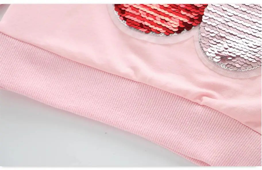 Cute Cat Baby Girls Hoody Sweatshirt Toddler Kids Cotton Sequins Cartoon Sweater Children Spring Autumn Clothes Tops