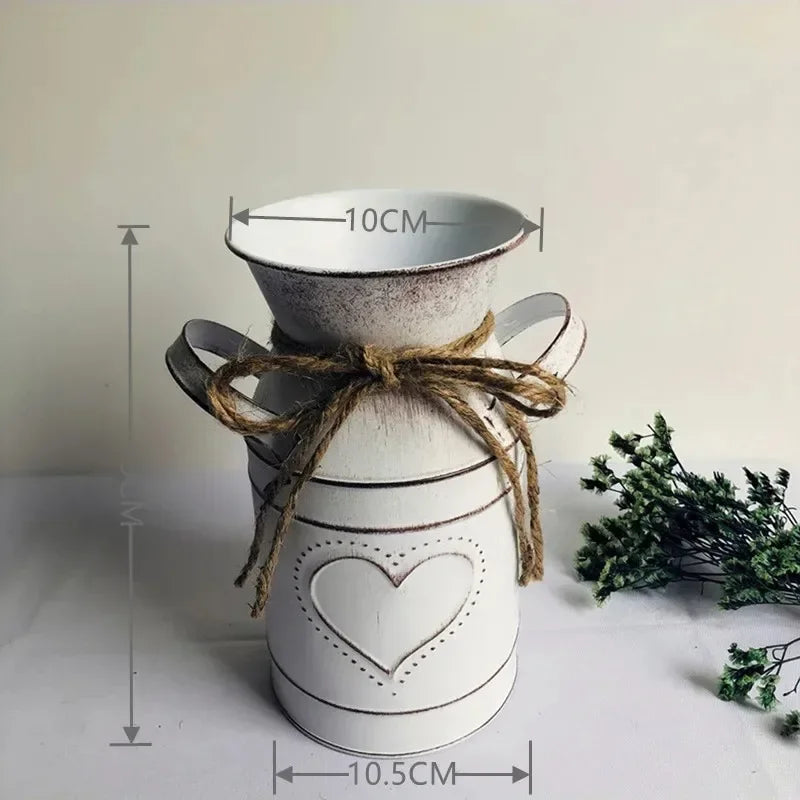 Trendy Design Flower Vase Rustic Farmhouse Vase Metal Galvanized Milk Can Tin French Country Vase Bucket for Home Decor