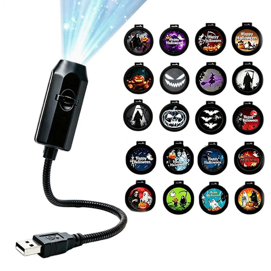 USB Projector Light Christmas Halloween Ghost Skull Night Light