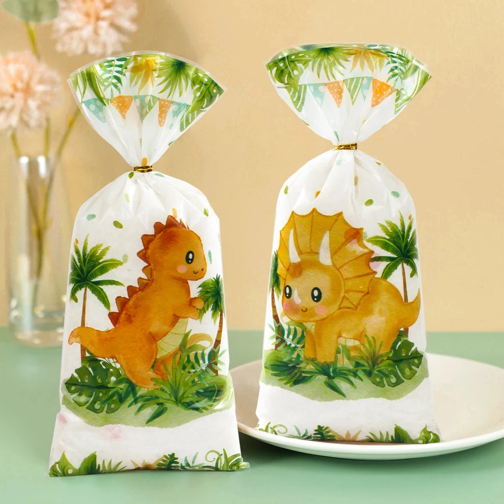 Dinosaur Birthday Party Candy Gift Bags Roar Dino Safari Jungle Animals Biscuit Packing Bag Gift Bag Kids Baby Shower Supplies
