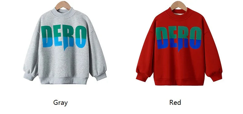 Winter Boys Warm Fleece Lined Half Turtleneck Alphabet Sweatshirt School Kids Track Pullover Coat Tops Child Work Jumper 3-16Yrs