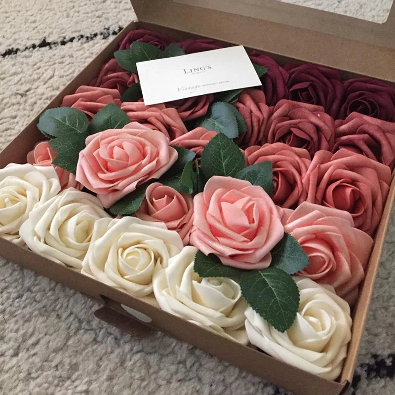 10/25/50Pcs Artificial Rose Flowers Foam Fake Faux Flowers Roses