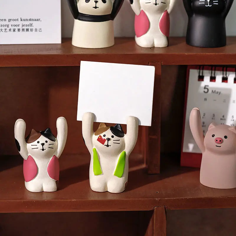 Cute Cartoon Memo Clips Kawaii Card Holder Message Note Photocards Holder Stand Desk Organizer Korean Stationery Office Supplies