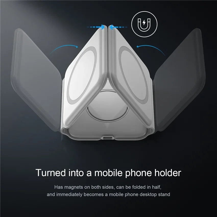 3 in 1 Wireless Charging Station for Apple MagSafe Charger, Foldable Magnetic Travel Charger for iPhone Apple Watch AirPods Pro