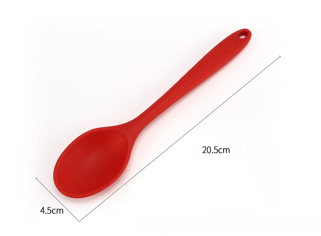 1pc Food Grade Silicone Spoon Long Handled Kitchen Soup Mixing