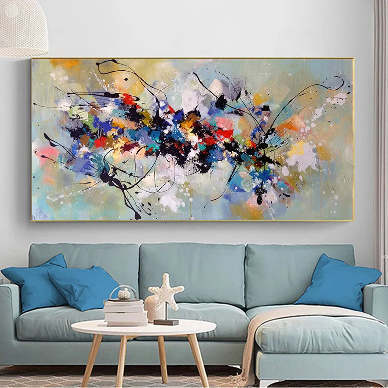 Abstract Colorful Canvas Painting Quadro Flower Posters and Prints Wall Art Pictures Cuadros Living Room Home Decor No Frame