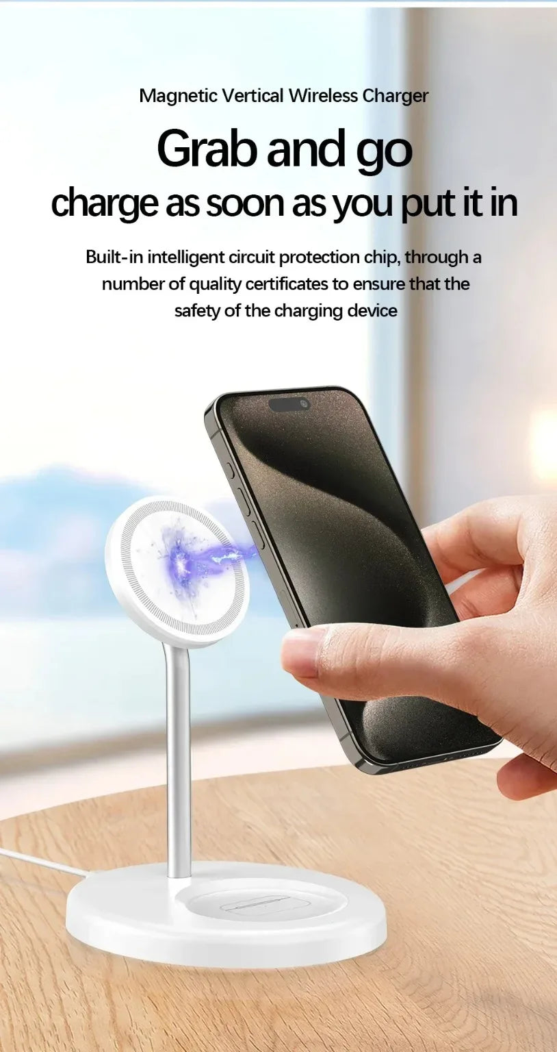 Upgraded Magnetic 2 in 1 Wireless Charger Stand For iPhone 16-12 Pro Max AirPod Pro Fast Phone Charging Station Holder