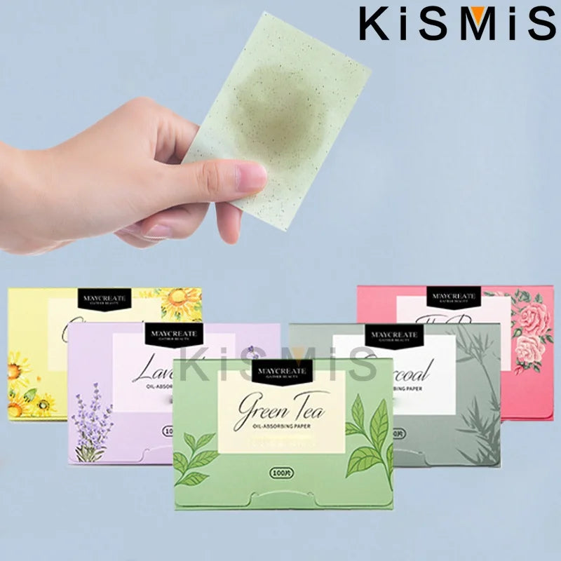 100 Sheets Oil Blotting Paper for Face Absorbs Excess Shine and Oil Portable Matte Facial Tissues for Oily Skin Care