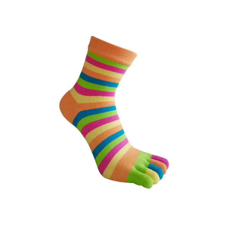 Cute Short Toe Socks Women Girl Cotton Striped Cat Love Fashion Sweat-Absorbing Anti-Bacterial Breathable Warm Five Finger Socks