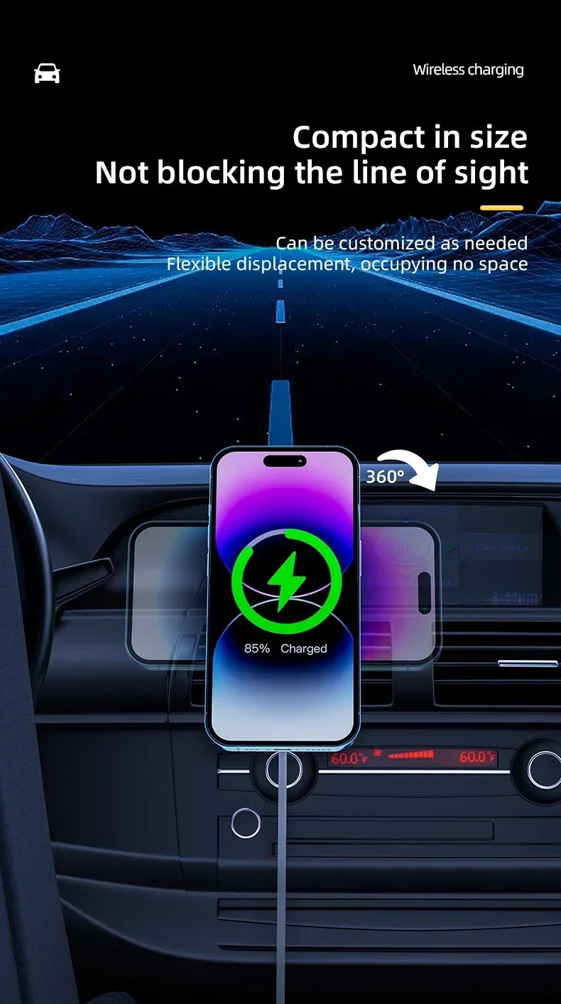 Magnetic Wireless Charger Air Vent in Car for Macsafe iPhone 12 13 14 15 16 Pro Max Magnet Phone Holder Fast Car Charging Stand