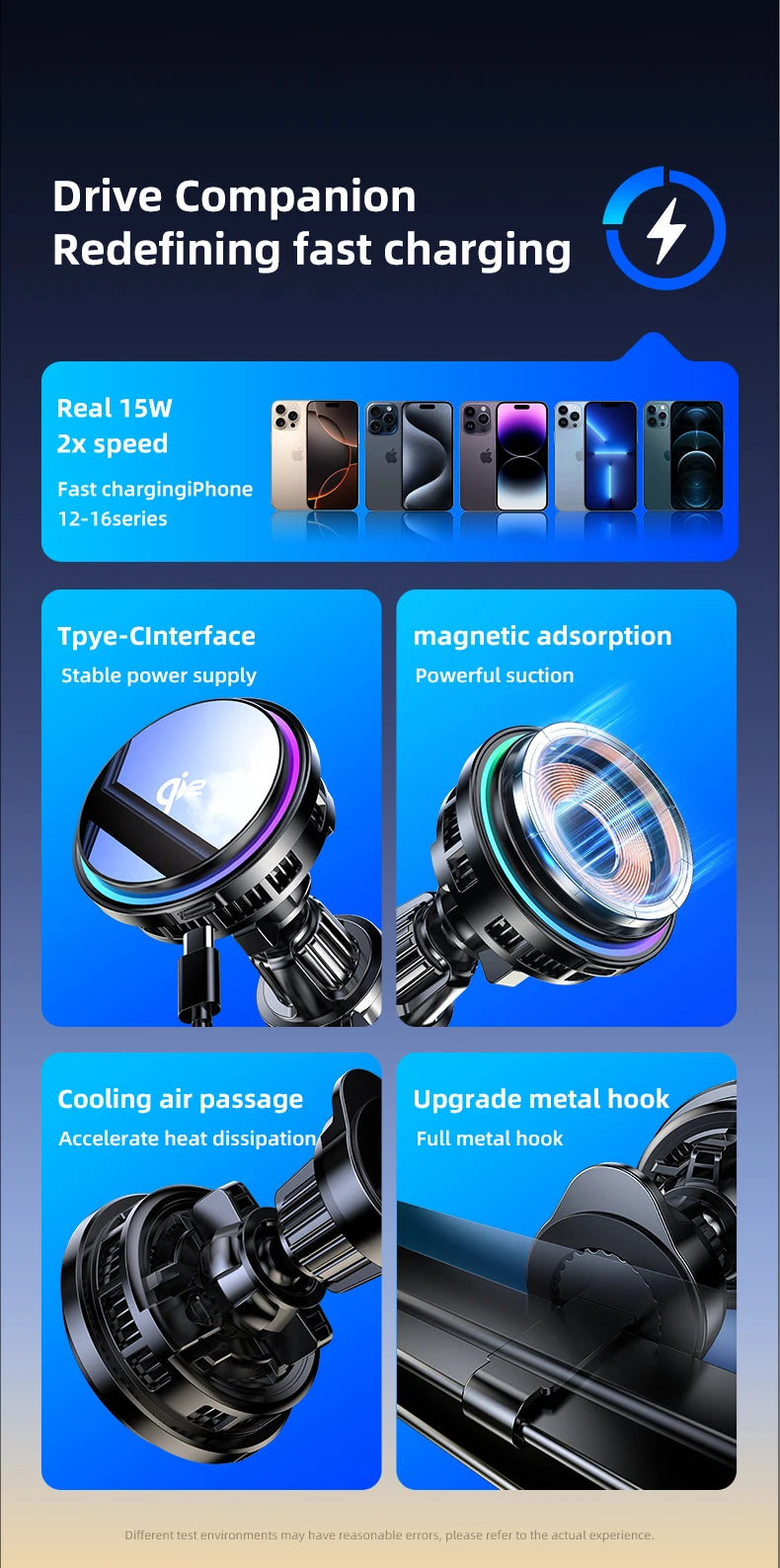 Tempered Glass 15W QI2 Wireless Charger ice Cooling Phone Holder For Magsafe iPhone 16~12 Magnet Cellphone Bracket Fast Charging