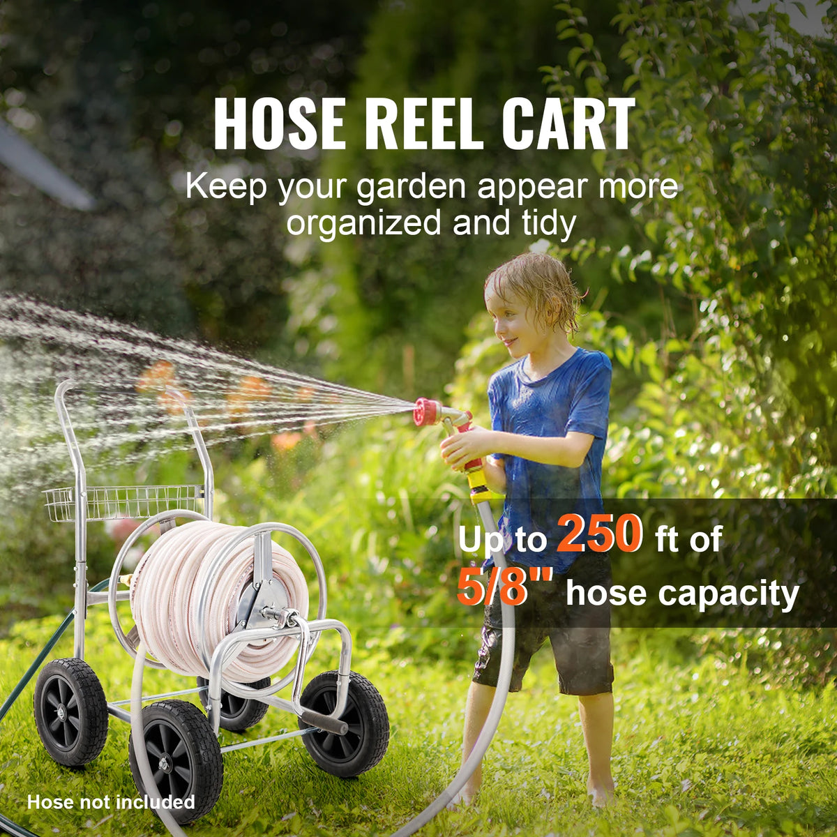 SucceBuy Hose Reel Cart 250ft Heavy Duty Garden Water