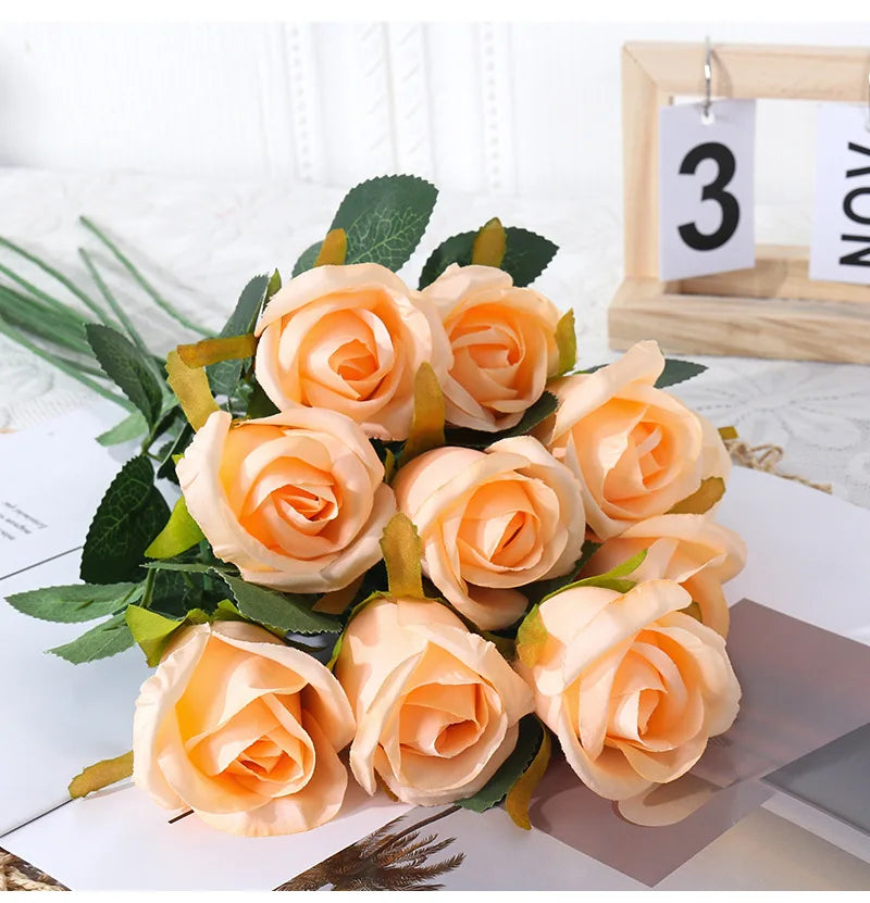 Simulated Single Rose Living Room Dining Table Decoration Artificial Flower Ornaments Wedding Decoration Home Decor