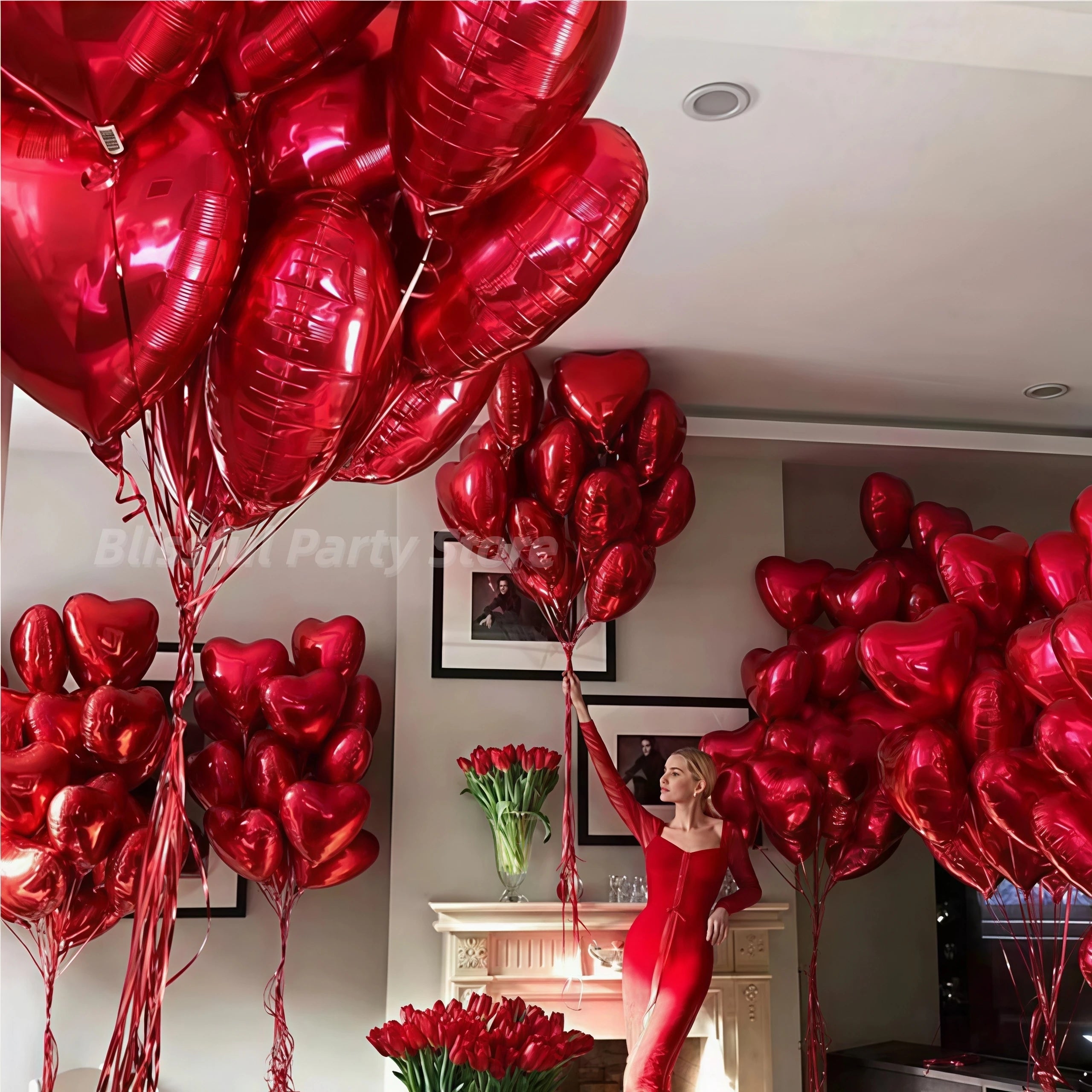 50pcs 5/10/18inch Foil Red Heart Balloons Valentine's Day Romantic Atmosphere Scene Decor Birthday Anniversary Background Globos
