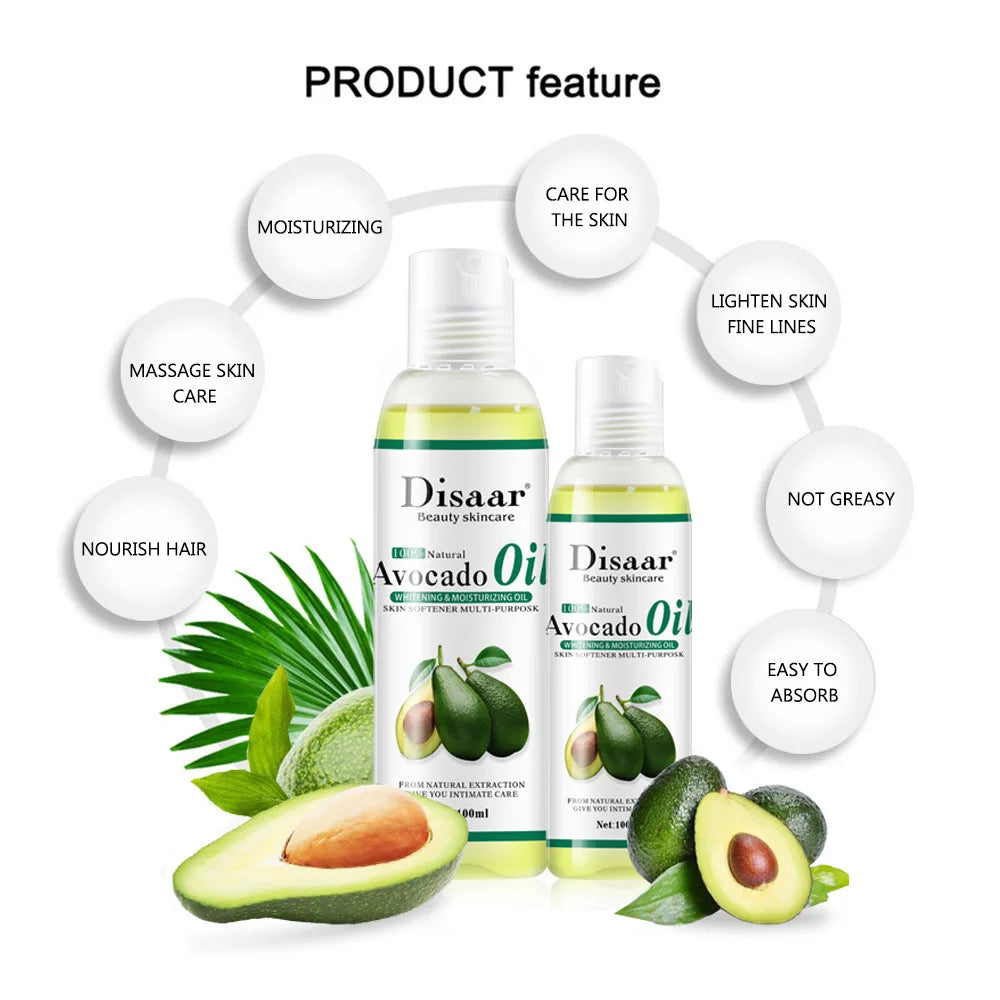 100ml Natural Organic Avocado Oil Skin Care Relaxing Massage Oil Moisturizing Body Oil Firming Sooth Skin Body Skin Care