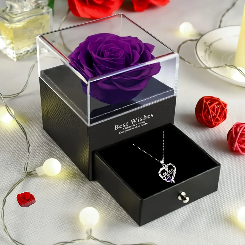 Luxury Soap Rose Gift Box with Purple Rose &amp;