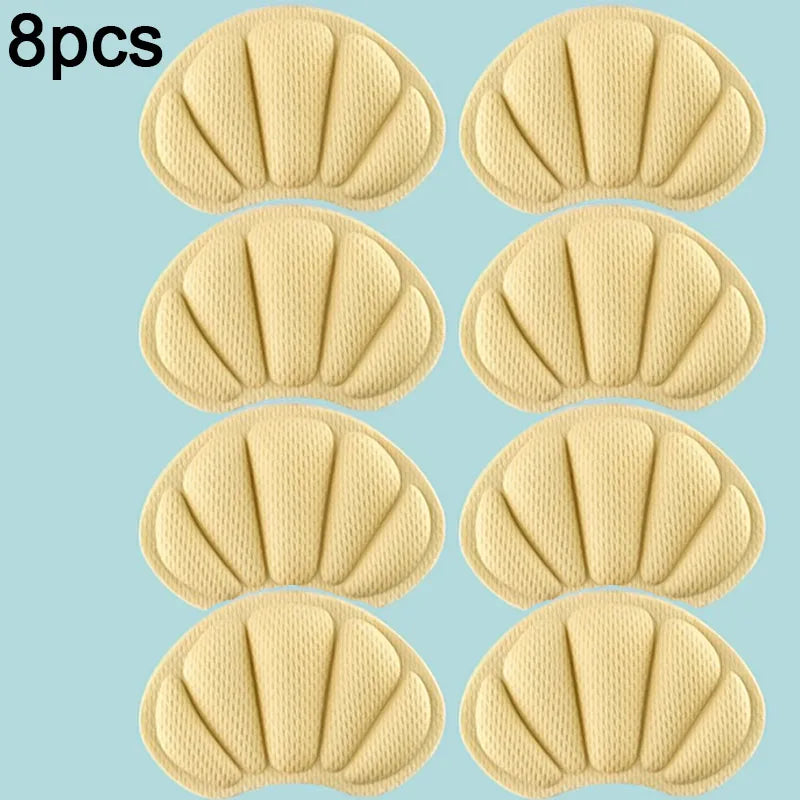 8-Piece Heel Pads, Self-Adhesive Anti-Slip Protective Pads - Thick, Non-Slip, Shock-Absorbing Insoles That Enhance Shoe Comfort, Prevent Chafing and Slipping Off, Suitable for Casual Shoes, Sneakers, and White Shoes, Shoe Siz