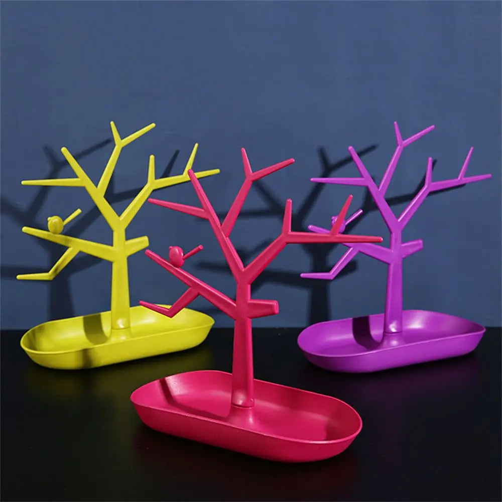 Creative Key Storage Rack ABS Plastic Bird Tree Key Holder Jewelry Rack Living Room Creative Ornaments Desk Organizer