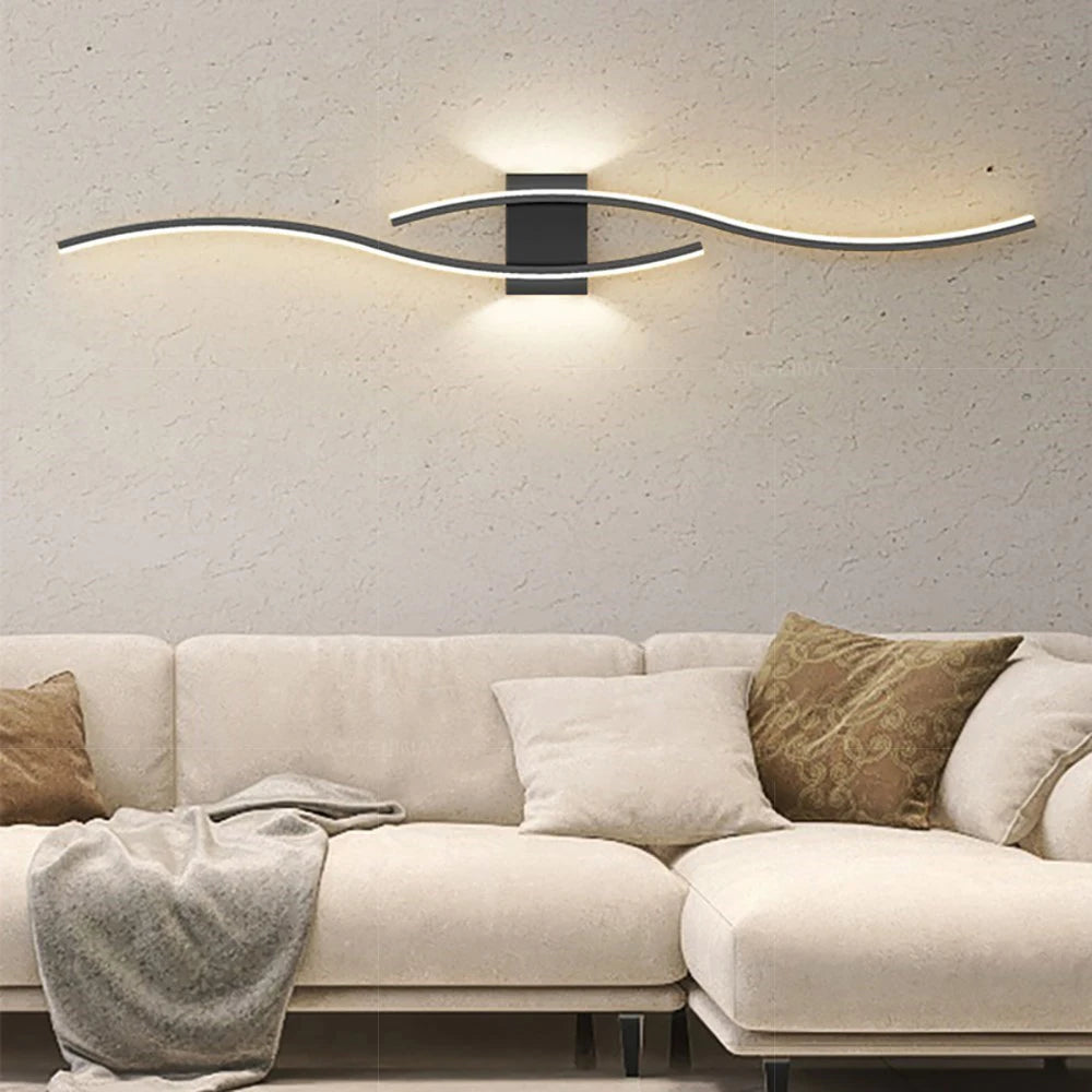 LED Wall Lamp 60/80CM Remote Control Wall Sconce Living Room TV Background Decor Bedroom Kitchen Stair Home Decor Led Lighting
