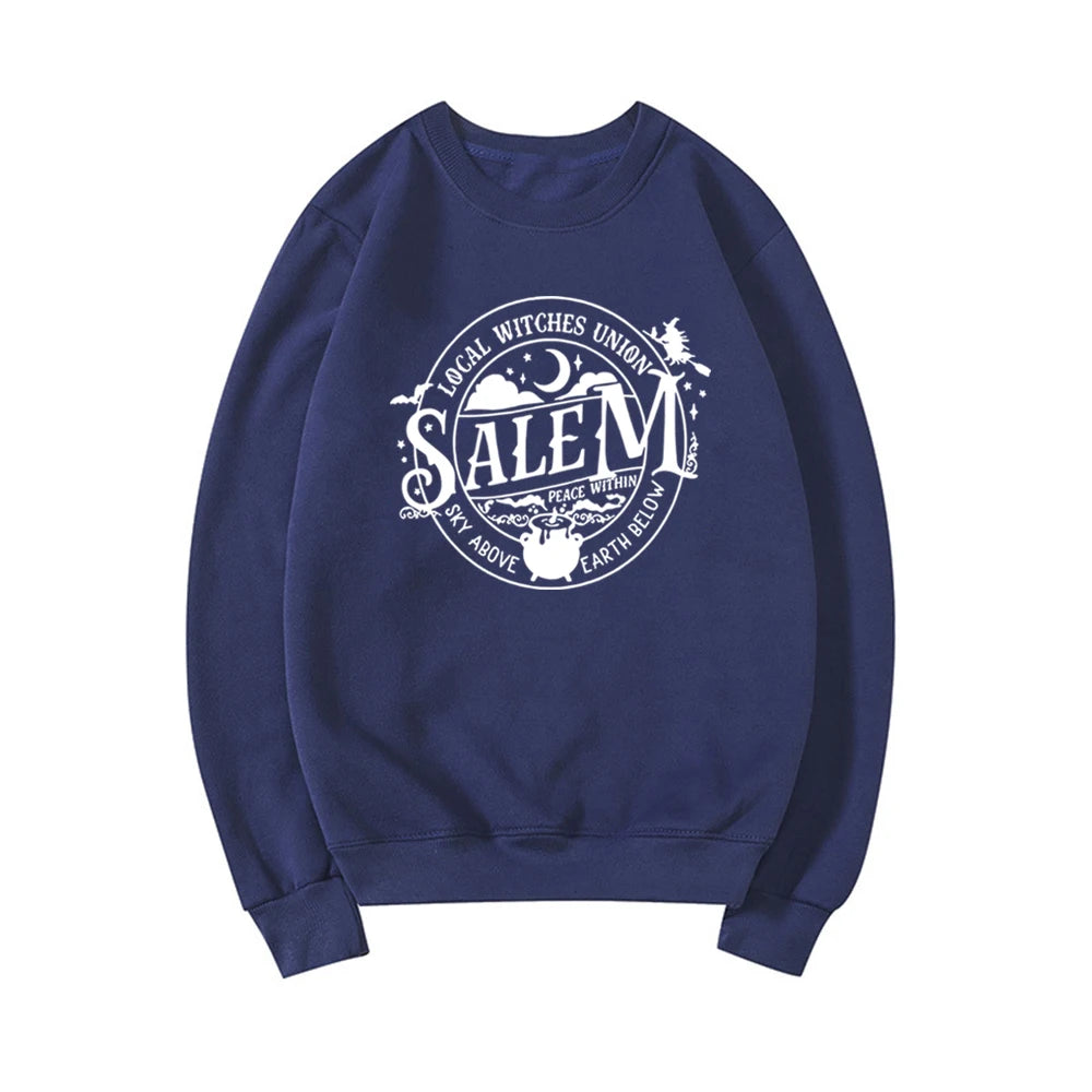 Local Witches Union Salem Sweatshirt Halloween Sweatshirt Women Hoodies Witches Clothes Long Sleeve Pullovers Fall Tops Hoodie