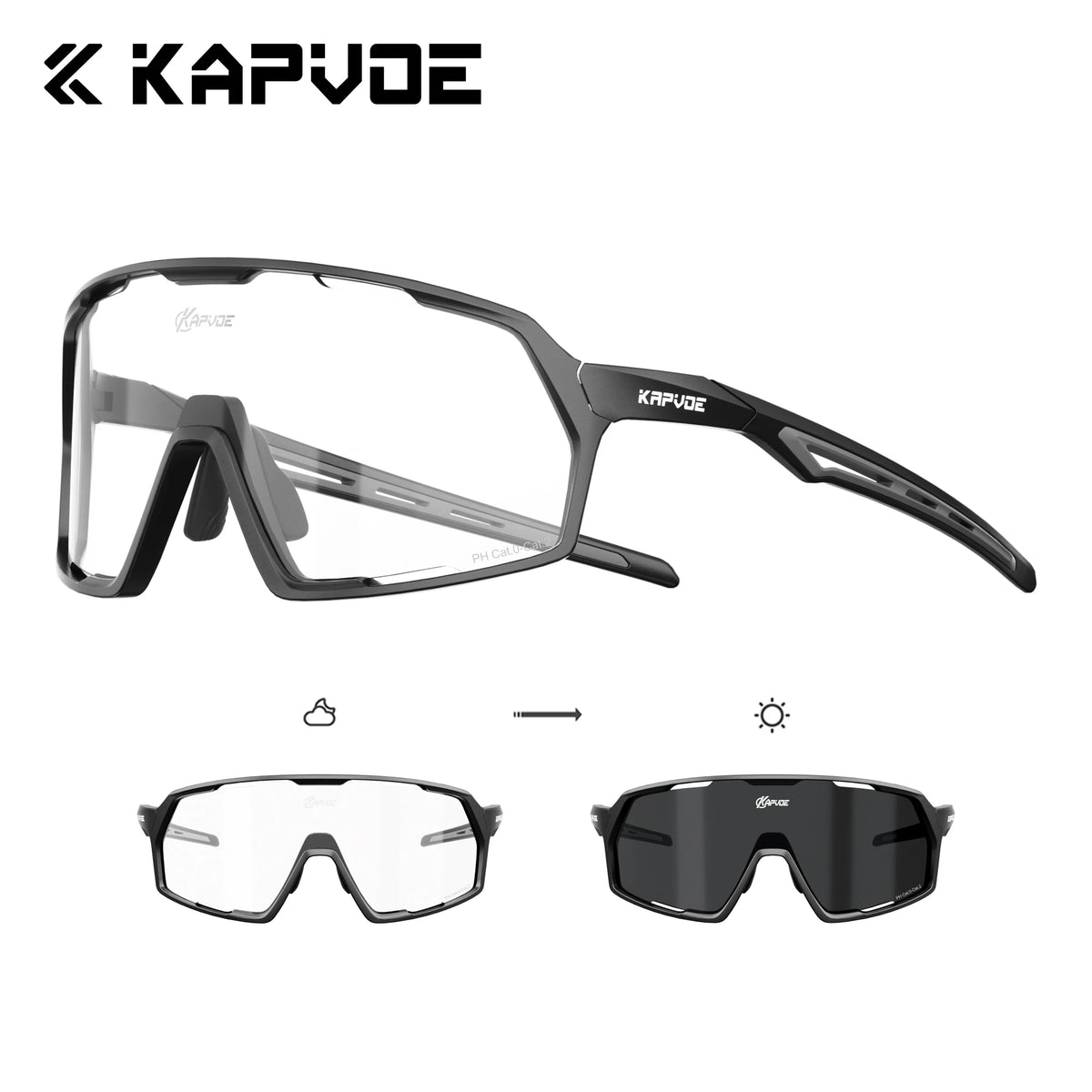 Kapvoe UV400 Photochromic Sunglasses on Sale Polarized Cycling Glasses