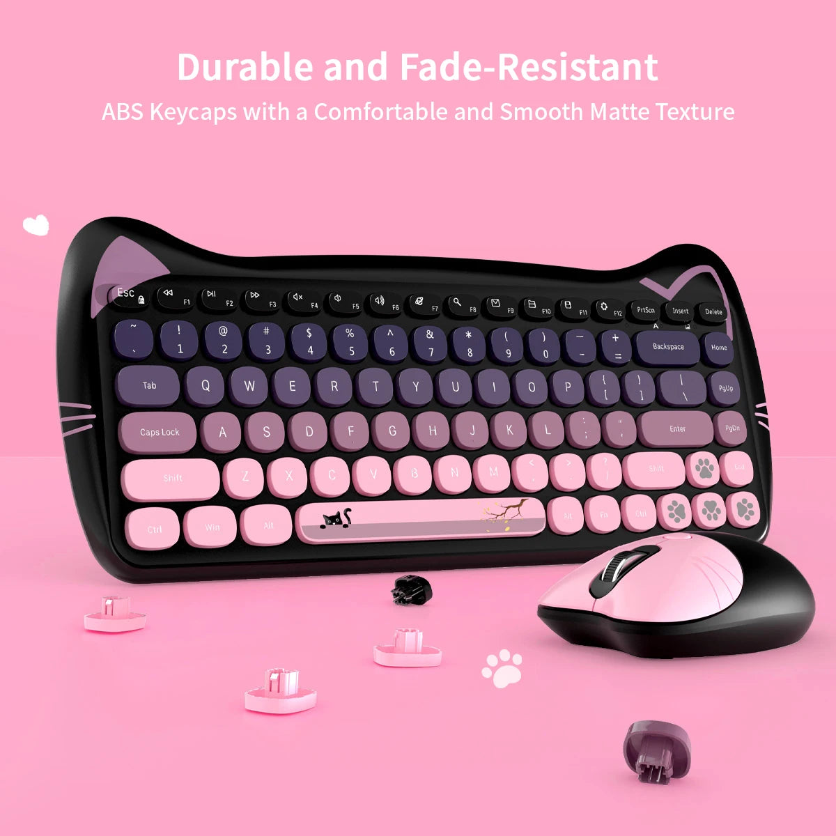 GEEZER Cat Ear Wireless Keyboard Mouse Set