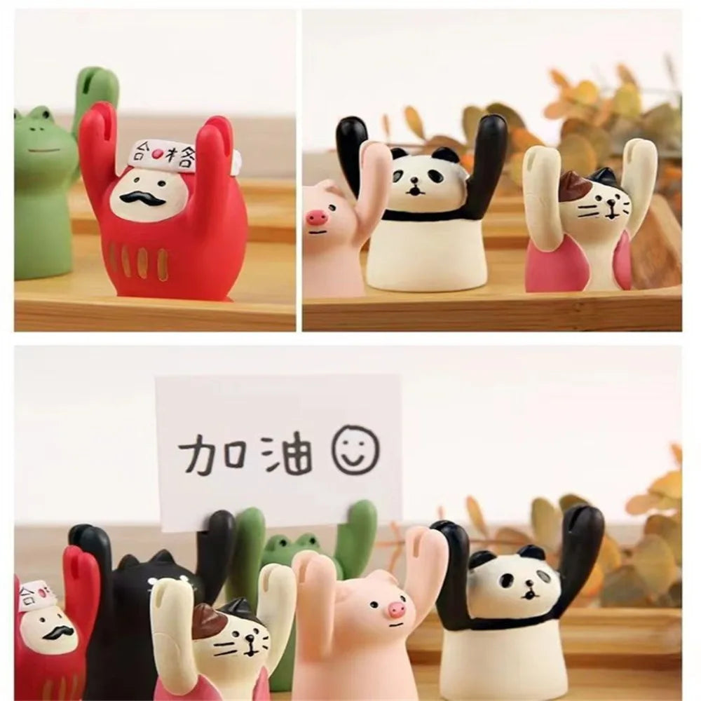 Decorations Creative Cartoon Card Holder Cute Resin Cartoon Style Korean Stationery Office Desk Organizer Mini Display Stand
