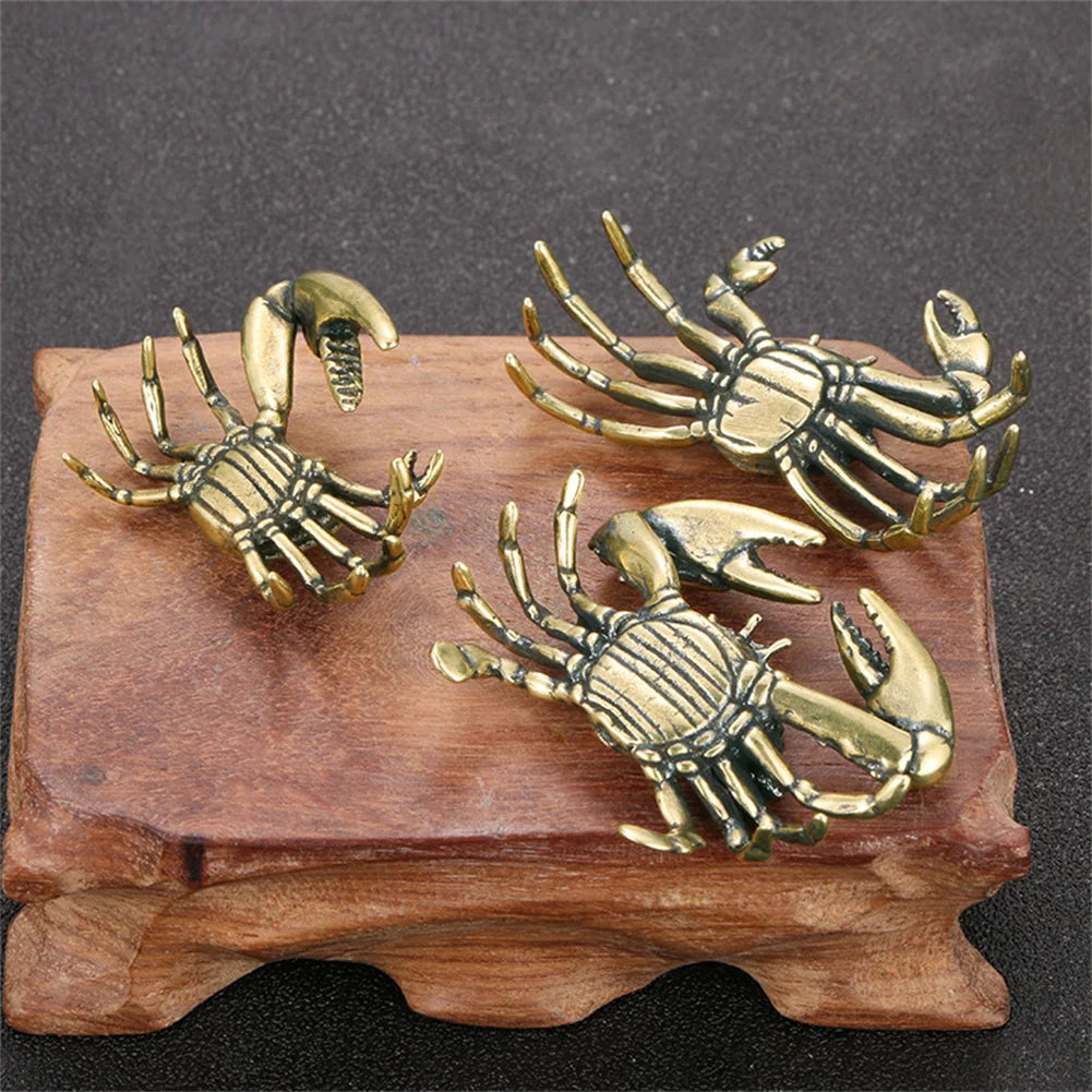 Pure Brass Crab Figurines Mini Animal Statue For Office Desk Living Room Antique Animal Miniature Figurines Home Decor