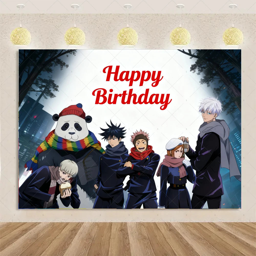Jujutsu Kaisen Theme Background Birthday Party Decorations Anime Character Gojo Satoru Backdrop Kids Poster Photography props