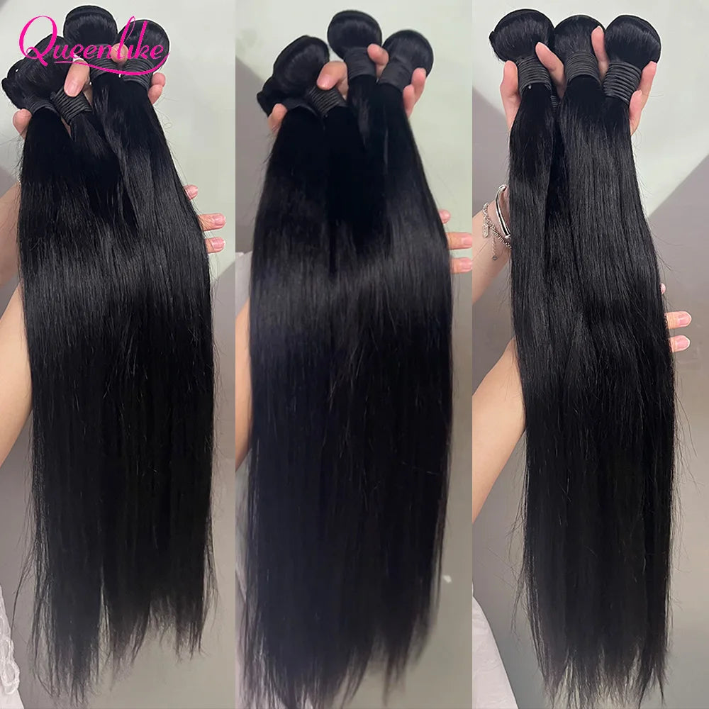 Queenlike 30 Inch Human Hair Bundles Brazilian Raw Hair