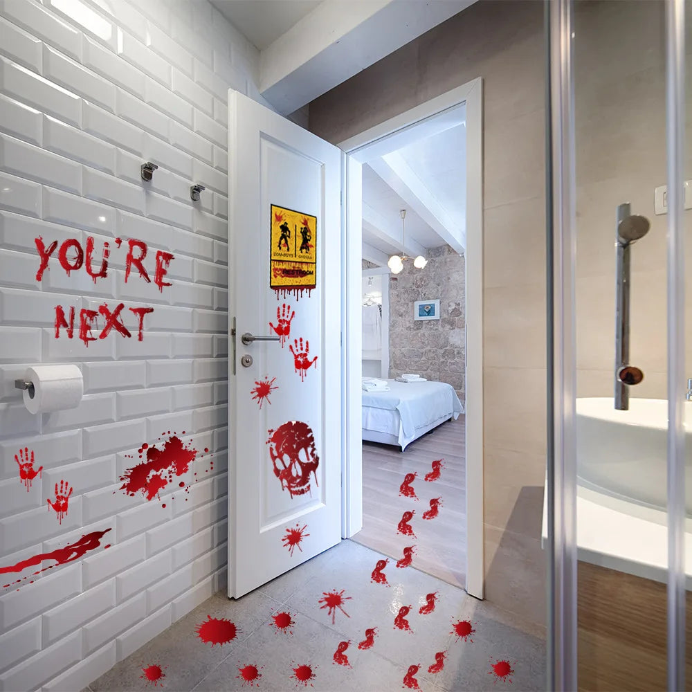 Bloody Handprint & Skull Halloween Stickers