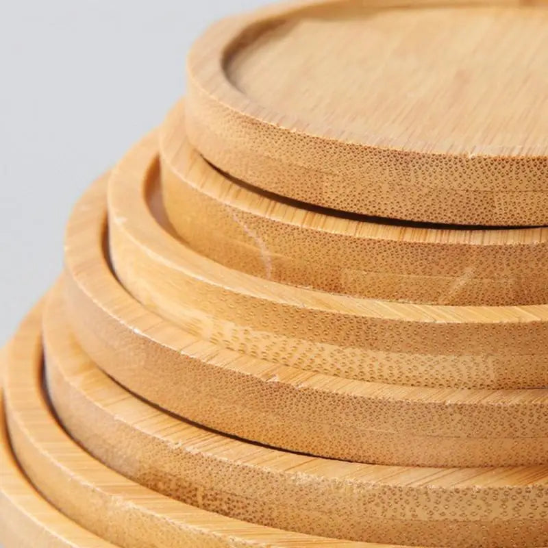 17 Style Bamboo Tray Wood Saucer Flower Pot Tray Cup Pad Coaster Plate Kitchen Decorative Plate Creative Coaster bandeja 화분받침대