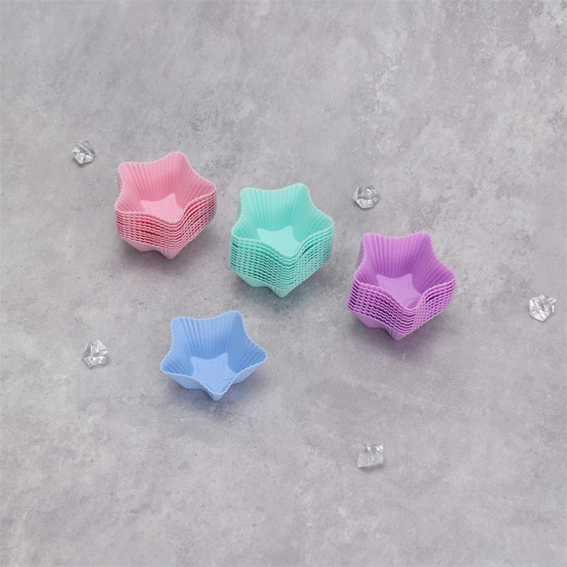 6 Pcs Silicone Cake Star Cupcake Cup Cake Tool Bakeware Baking Silicone Mold Cupcake And Muffin Cupcake For DIY Mini Cake Mould