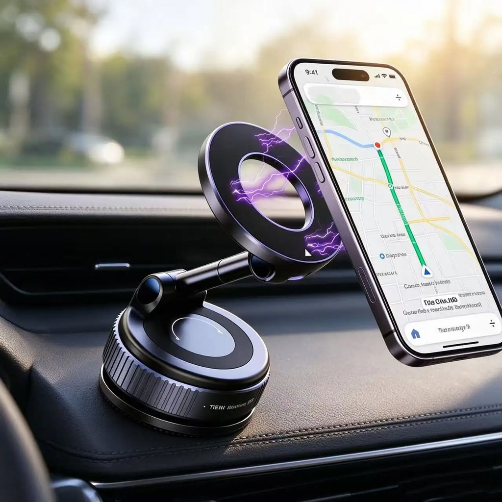 Vacuum Suction Magnetic Car Phone Holder 360° Rotatable Foldable