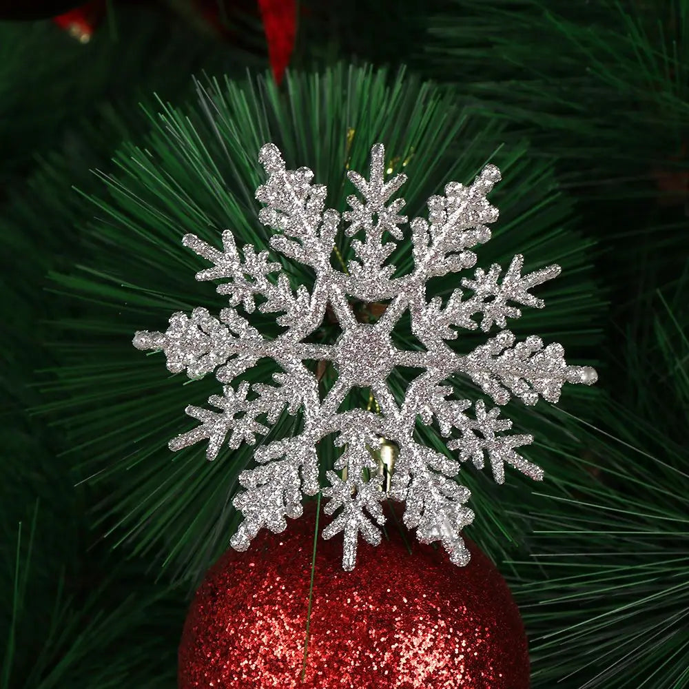 12PCS 7.5cm Hot Hanging pendant DIY Craft Charming Glitter Snowflake Party Ornaments Christmas Tree Decor Festival Decoration
