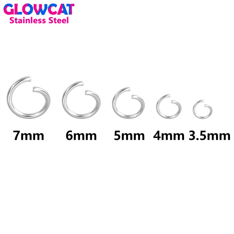 3.5/4/5/6/7mm Stainless Steel Silver Color Open Single Loops Jump
