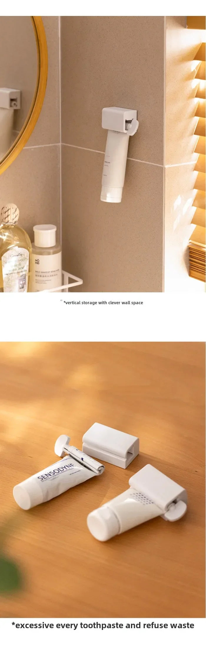 No Drill Wall Mounted Toothpaste Holder with Magnetic Sticker Bathroom Facial Cleanser Storage Rack  Toothpaste Squeezer
