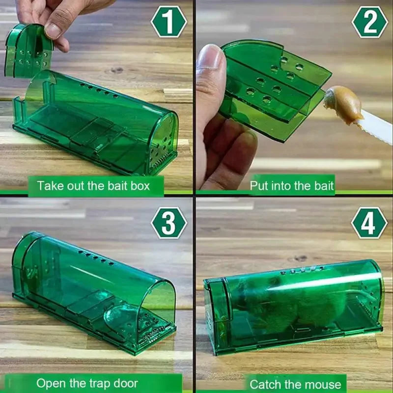 2PCS Plastic Mousetrap Bedroom Kitchen Warehouse Mousetrap With Handle Easily Catch Rats High Sensitive Pedal Trap