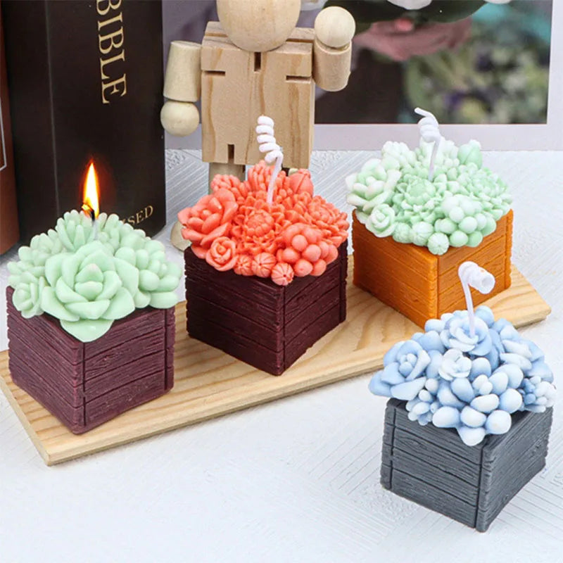 Succulent Flower Pot Silicone Mold DIY Flower Plant Gypsum Candle Making Resin Soap Mould Handmade Cement Clay Molds Home Decor