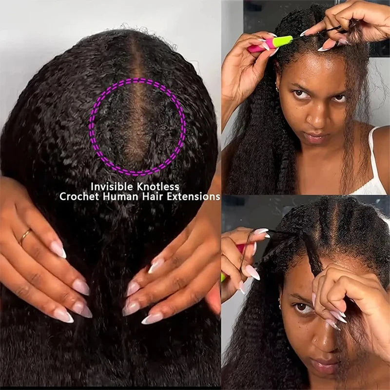 12A Knotless Pre Separated Kinky Straight Feather Crochet Human