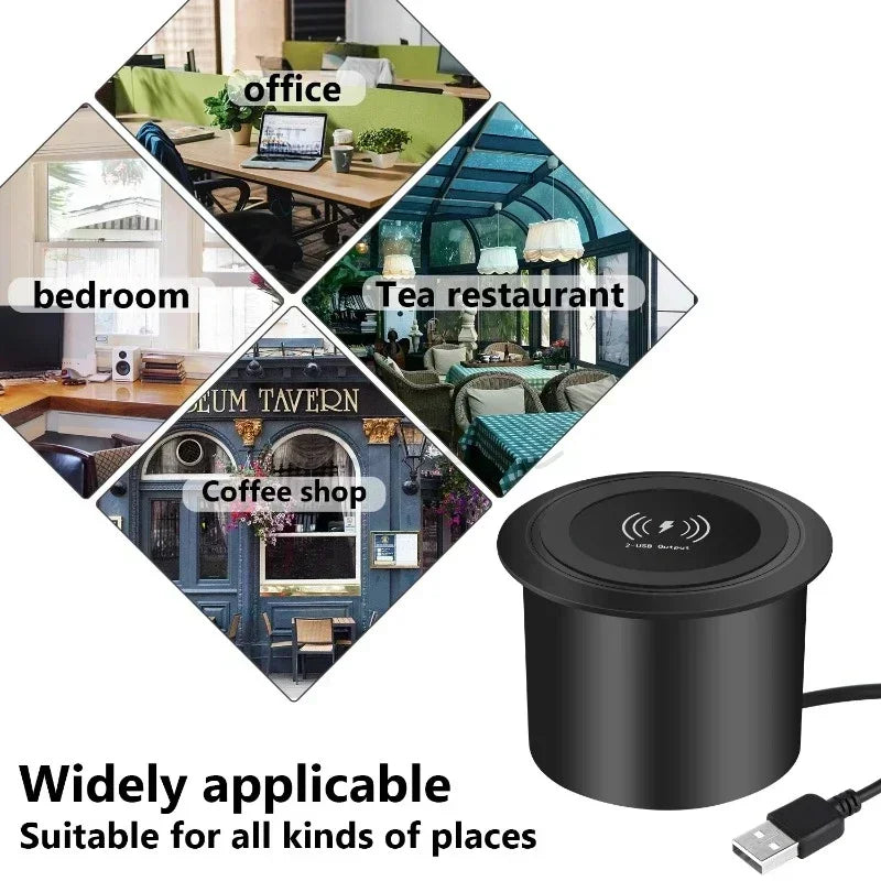 Three in One Multifunctional Hidden USB Bedside Table Sofa Armrest Desktop Office Furniture Embedded Wireless Charger