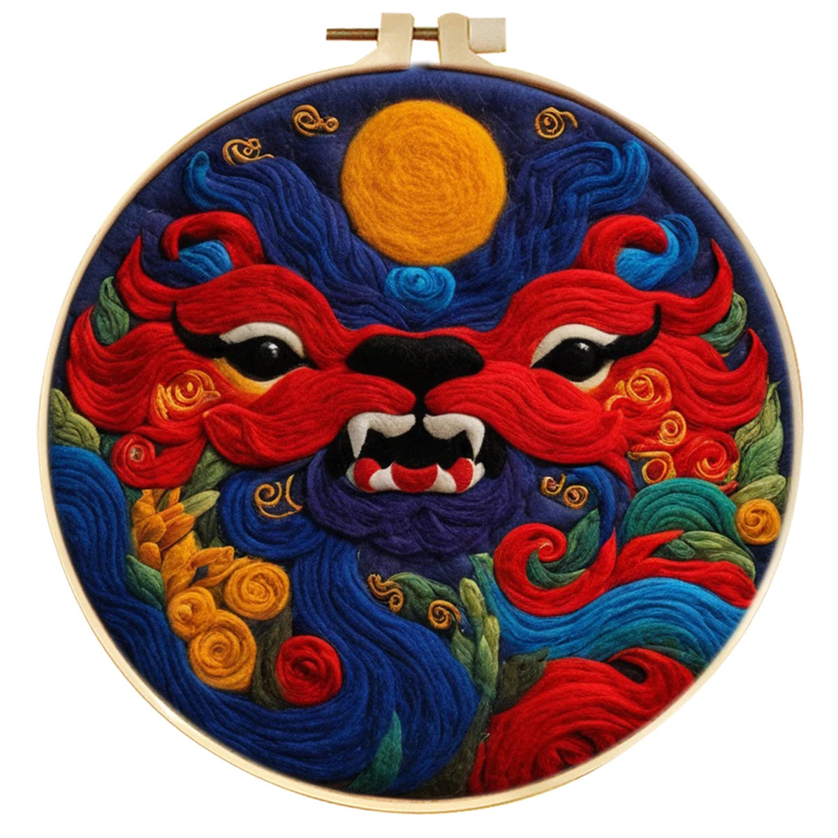 CHENISTORY the Spring Festival Wool Felting Painting Painting With Frame Kit For Beginner Handmade Felt Needles, Foam Pad,Cloth