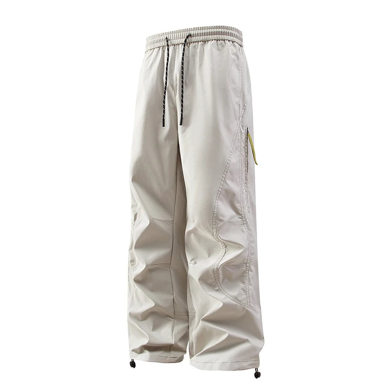 Men's Y2K Parachute Pants Streetwear Contrast Stitch Wide Leg