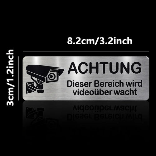 1/4pcs Stainless Steel Camera Warning Sign - Self-AdhesiveEasy to Install Ideal for Home, Office, or Outdoor Use