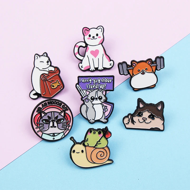 Cute Animal Series Enamel Brooch Alloy Pin Cartoon Kawaii Capybara Cat Dog Duck Pet Backpack Lapel Badge Jewelry Gift for Kids