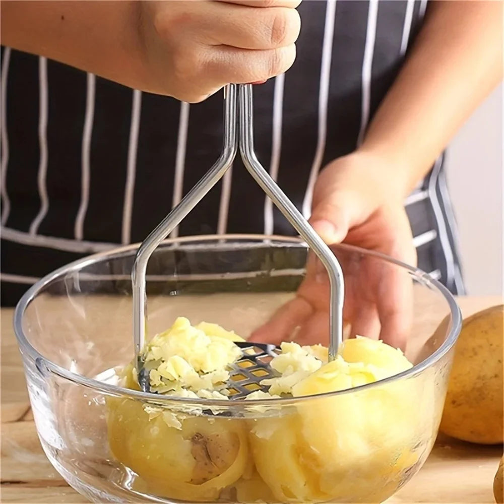Stainless Steel Potato Masher Manual Fruit Vegetable Pressure Mud Machine Kitchen Children Food Crusher Complementary Gadget