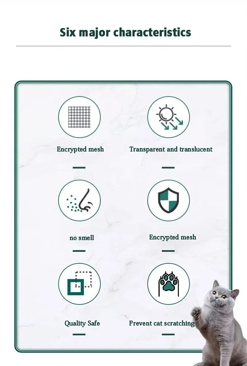 Anti cat scratch diamond mesh screen window, cat keeping seal window, no punching, self-adhesive mosquito proof pet mesh
