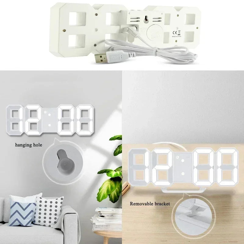 Purchase Products Clock 3D LED Digital Alarm Clock Wall