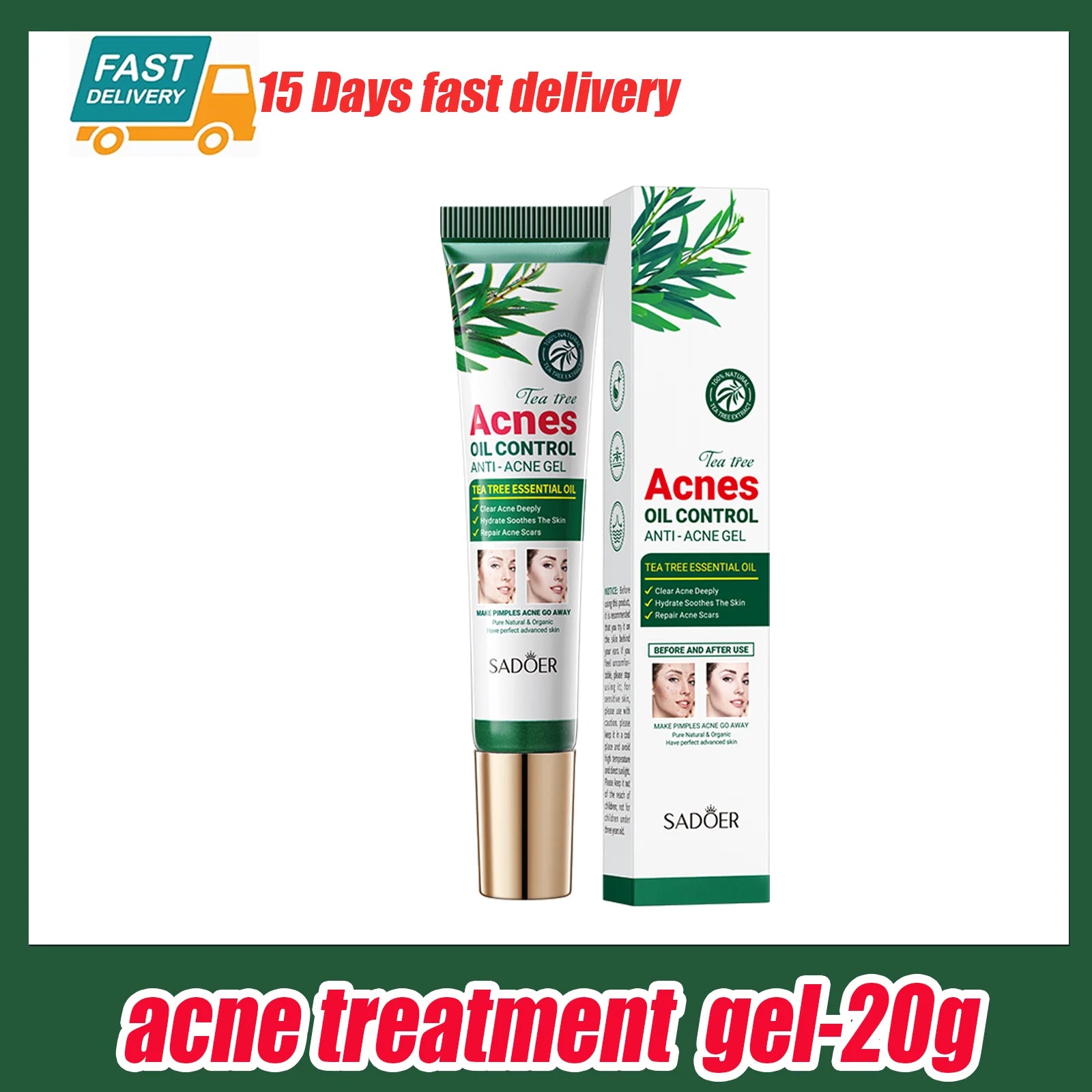 Tea Tree Acne Removing Cream Facial skincare Oil Control Face Gel Creams Hydrating Moisturizing Facial Cream Skin Care Set